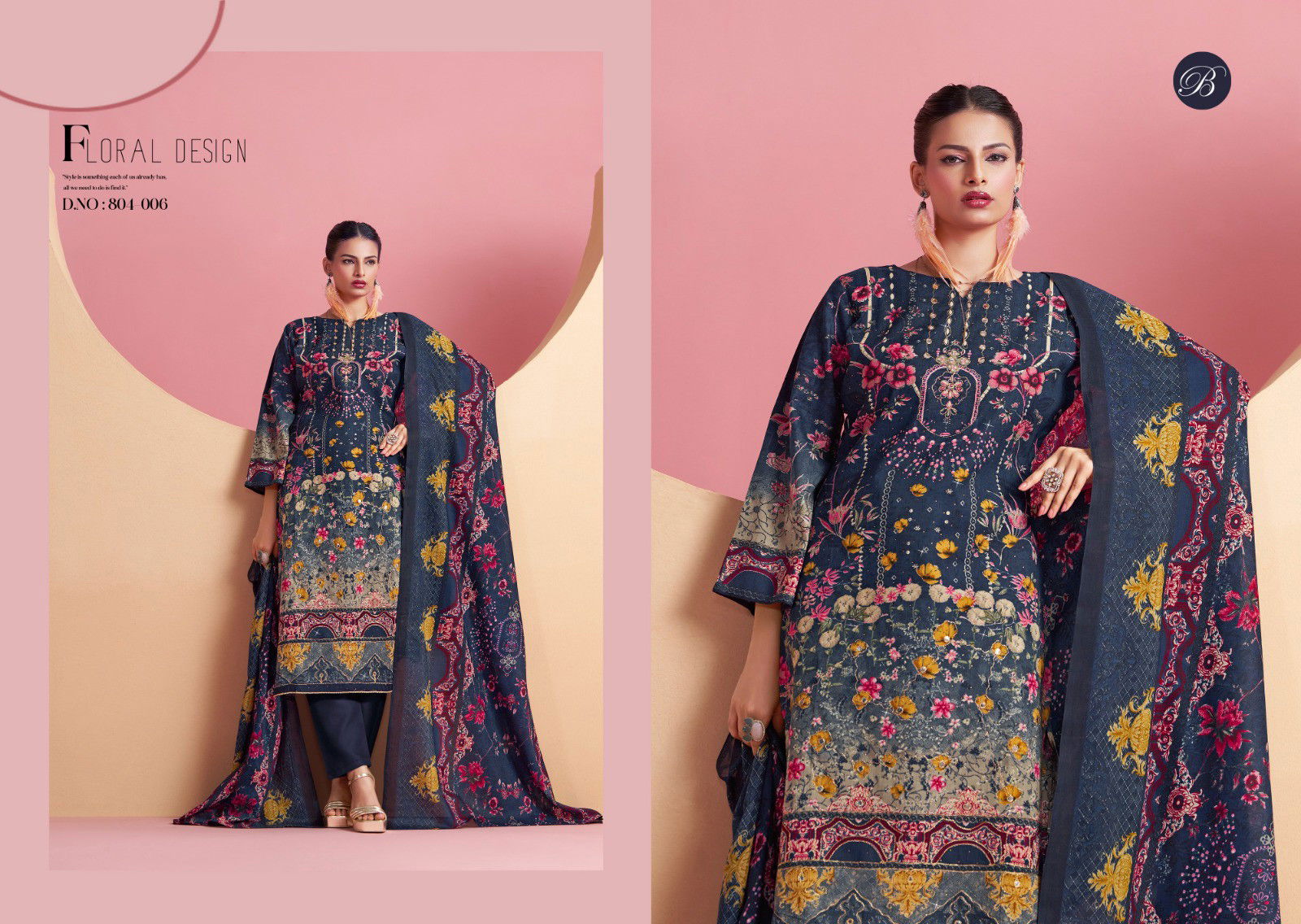 Belliza Ruksana Cotton Printed With Handwork Dress Material Collection